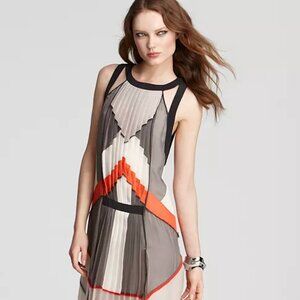 BCBGMAXAZRIA RUNWAY Geo Color Block Pleated Dress, Size M - NWT